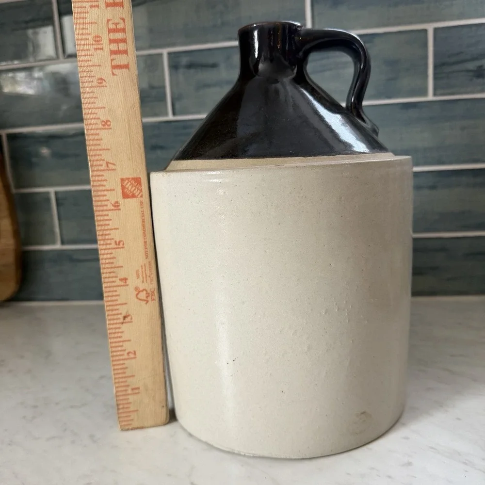 VTG‎ Stoneware Gallon Whiskey Jug Brown/Tan *Hole* Cottagecore Rustic Bar Decor